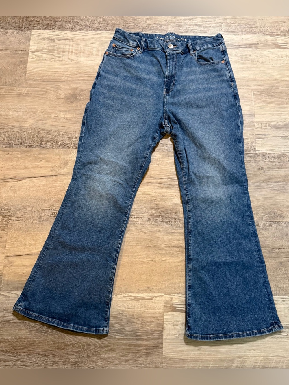 American Eagle Next Level Stretch Womens Curvy Super High Rise Flare Jeans 16 S